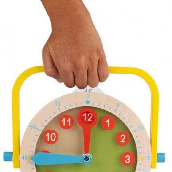 Janod Wooden Clock Toy -Learn To Tell The Time w/Accessories New Sealed Age 5+ - Picture 9 of 16